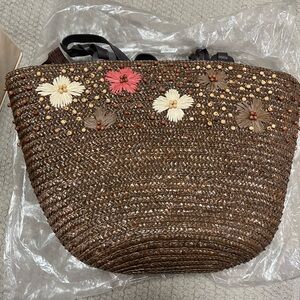Floral Straw Bag - like new condition